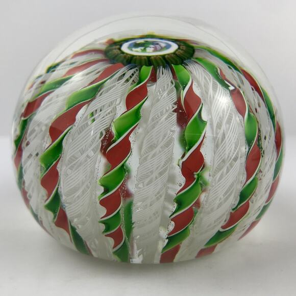 Perthshire 1985 Christmas Crown Shepherd and Sheep Latticinio Twist Paperweight - Picture 4 of 14